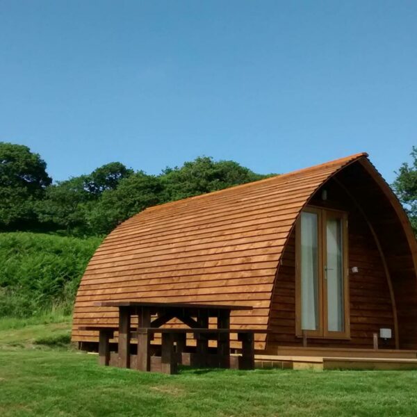 One of the glamping pods at Ty Bwlcyn holiday cottage and glamping pods near Pwllheli in North Wales