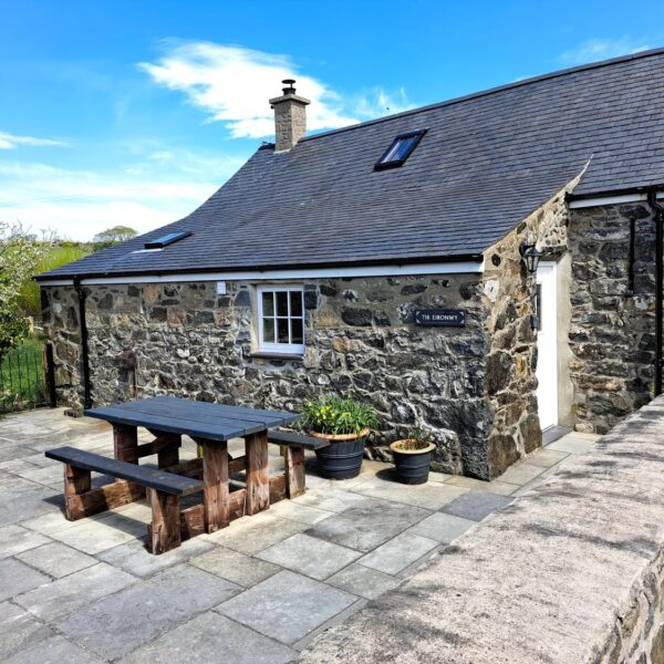 The Tir Eironwy barn accommodation at Ty Bwlcyn holiday cottage and glamping pods near Pwllheli in North Wales