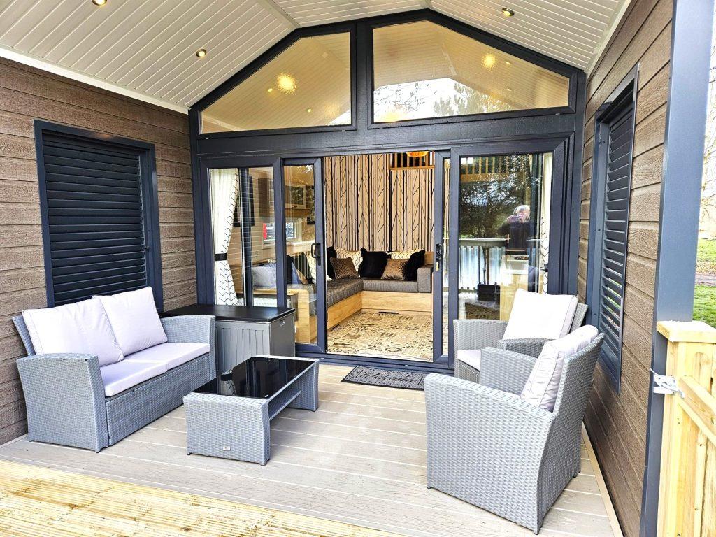 One of the Swift luxury pods at Wold View Country Park in Lincolnshire